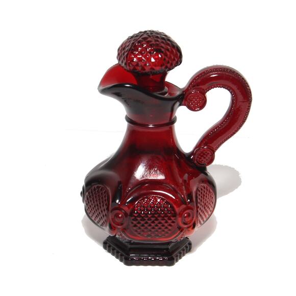 Vintage Avon 1876 Cape Cod Collection Ruby Red Glass Cruet EMPTY - Picture 1 of 5